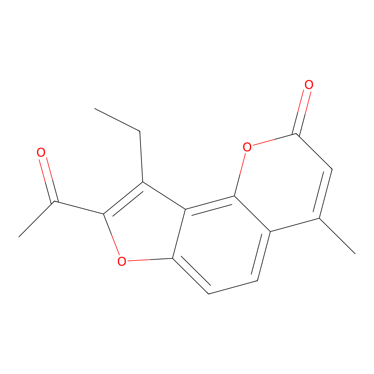 8-Acetyl-9-ethyl-4-methylfuro[2,3-h]chromen-2-one molecular structure, CAS 298686-58-5