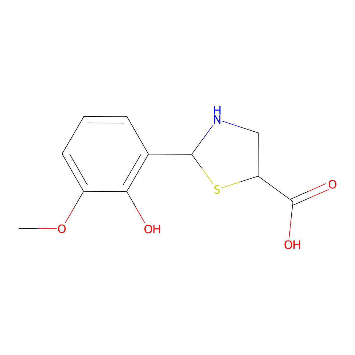 2-(2-Hydroxy-3-methoxyphenyl)thiazolidine-5-carboxylic acid molecular structure, CAS 298686-97-2