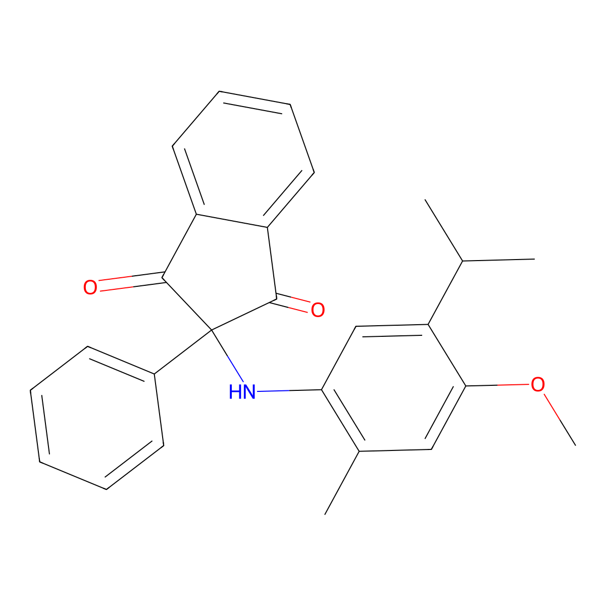 2-(4-Methoxy-2-methyl-5-propan-2-ylanilino)-2-phenylindene-1,3-dione molecular structure, CAS 298686-99-4