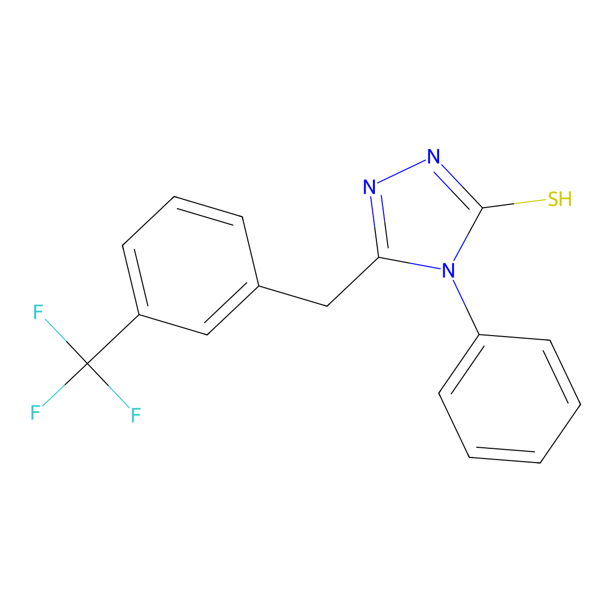2,4-Dihydro-4-phenyl-5-((3-(trifluoromethyl)phenyl)methyl)-3H-1,2,4-triazole-3-thione molecular structure, CAS 298687-03-3