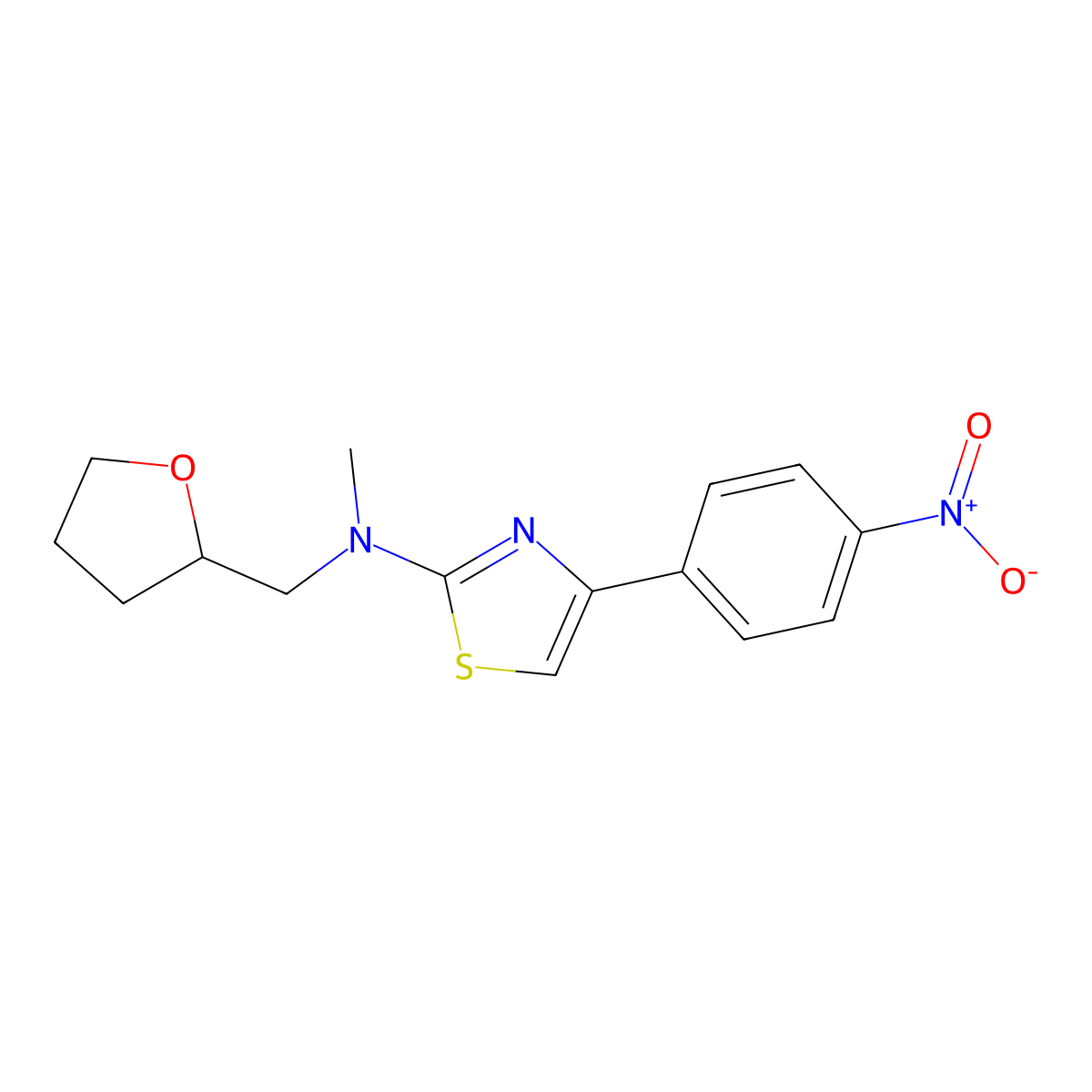 N-methyl-4-(4-nitrophenyl)-N-(oxolan-2-ylmethyl)-1,3-thiazol-2-amine molecular structure, CAS 298688-41-2