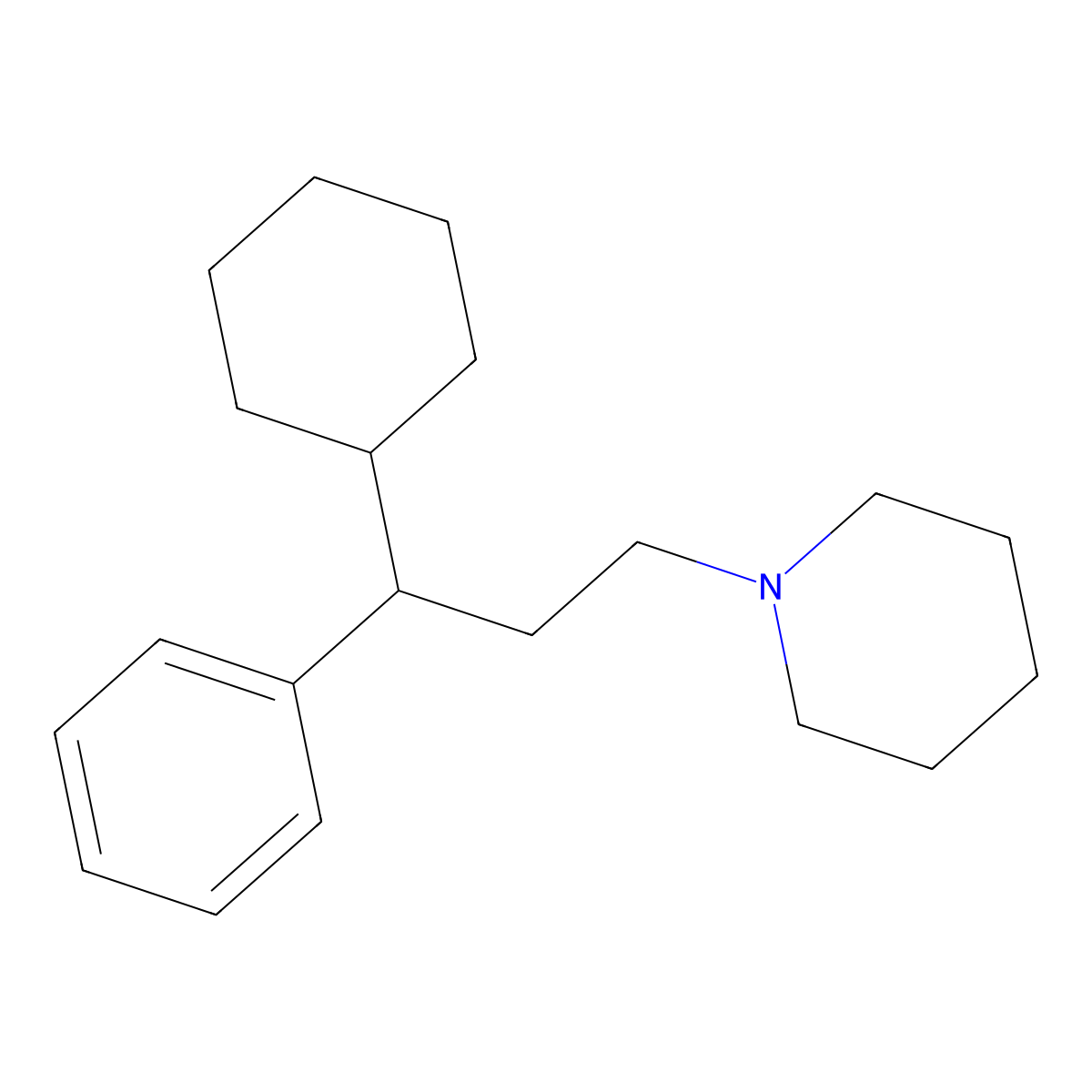 1-(3-Cyclohexyl-3-phenylpropyl)piperidine molecular structure, CAS 29869-50-9