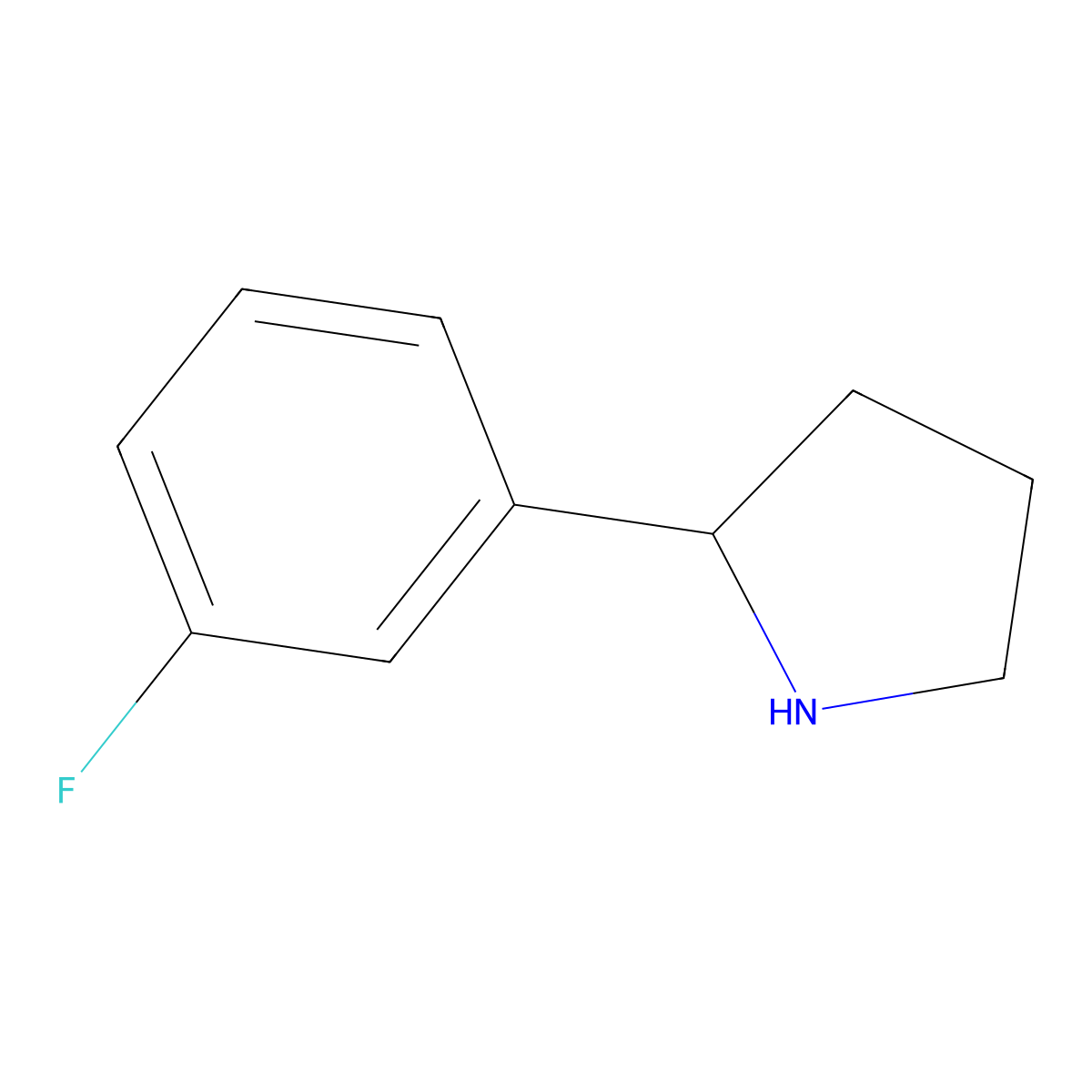 2-(3-Fluorophenyl)pyrrolidine molecular structure, CAS 298690-72-9