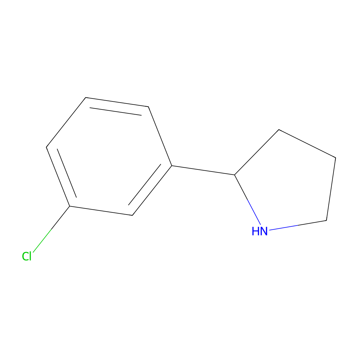 2-(3-Chlorophenyl)pyrrolidine molecular structure, CAS 298690-74-1