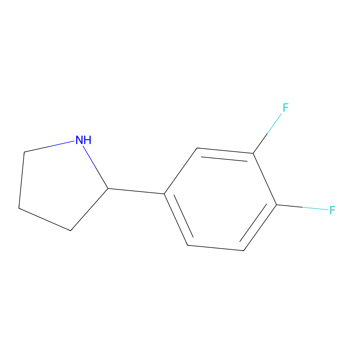 2-(3,4-Difluorophenyl)pyrrolidine molecular structure, CAS 298690-75-2