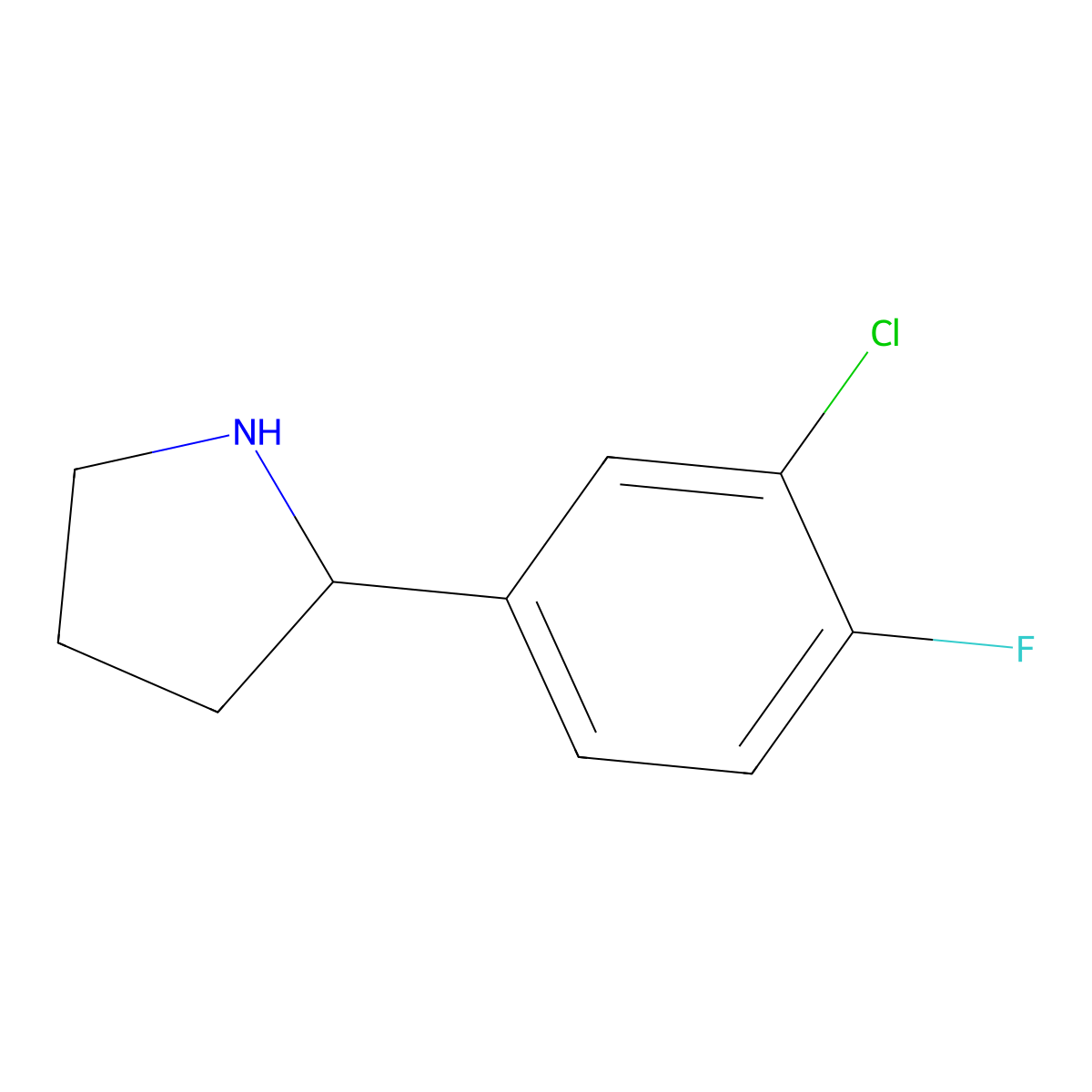 2-(3-Chloro-4-fluorophenyl)pyrrolidine molecular structure, CAS 298690-78-5