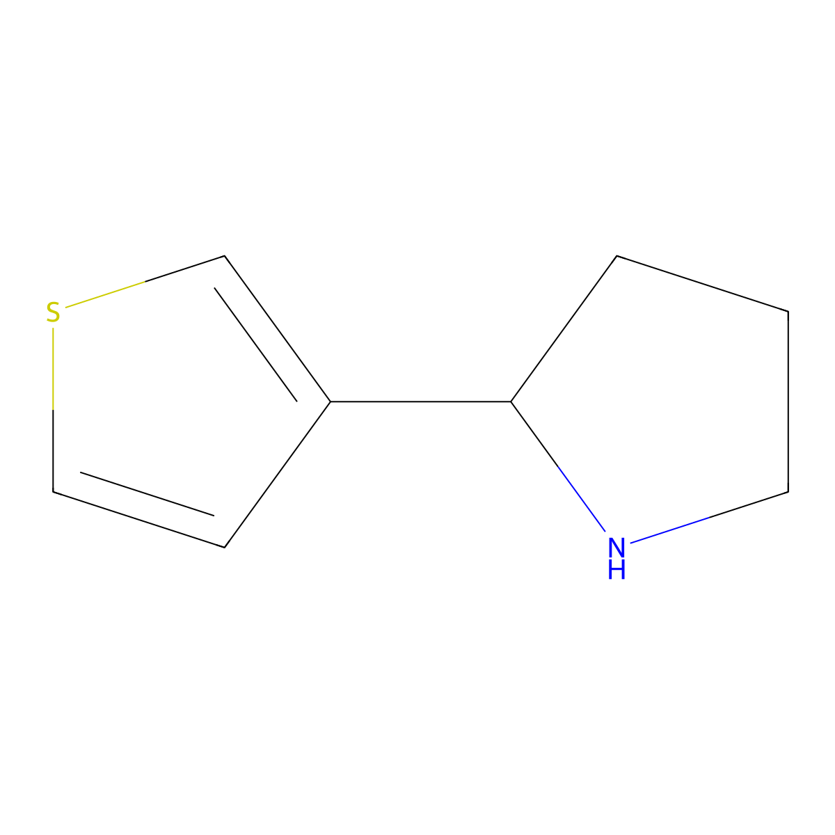 2-(Thiophen-3-yl)pyrrolidine molecular structure, CAS 298690-85-4