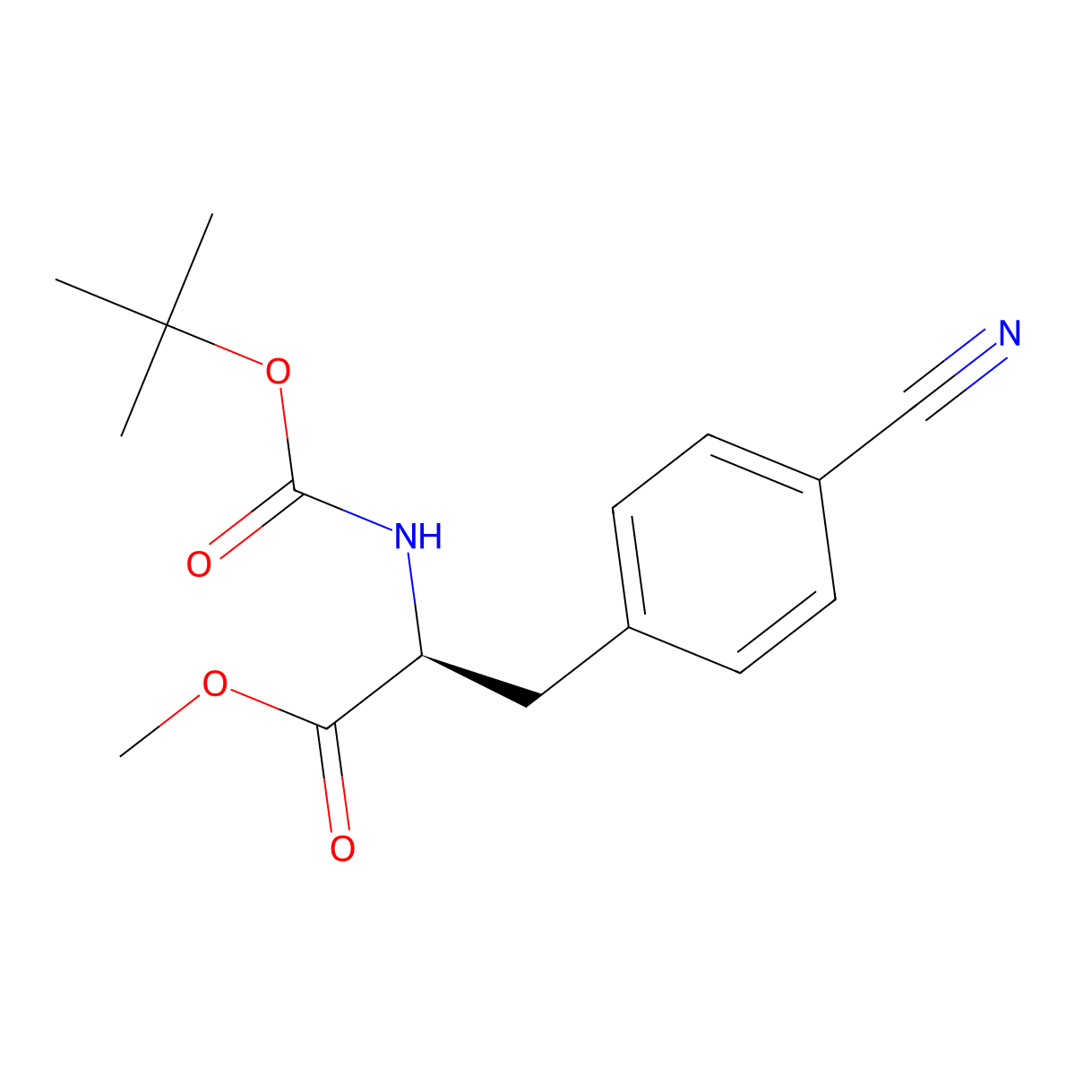(S)-Methyl 2-((tert-butoxycarbonyl)amino)-3-(4-cyanophenyl)propanoate molecular structure, CAS 298693-79-5