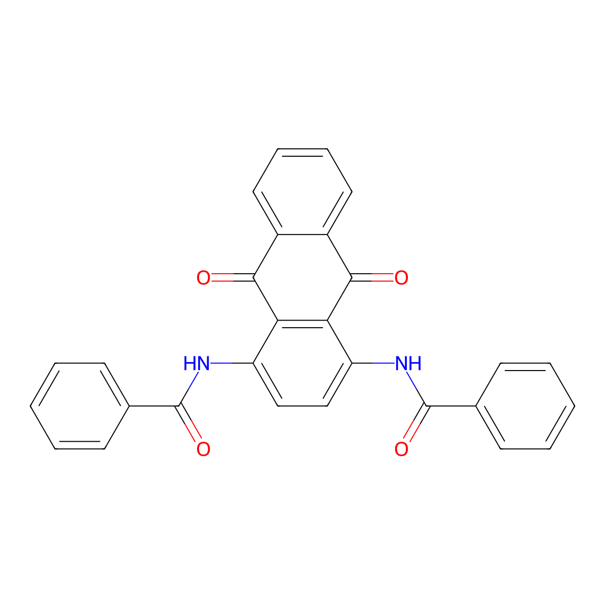 N,N'-(9,10-Dihydro-9,10-dioxoanthracene-1,4-diyl)bisbenzamide molecular structure, CAS 2987-68-0
