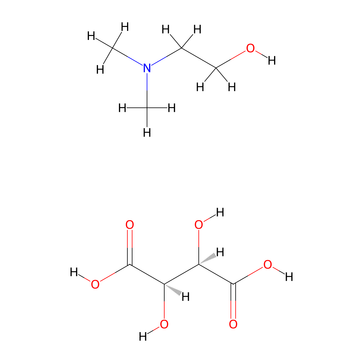Deanol bitartrate molecular structure, CAS 29870-28-8