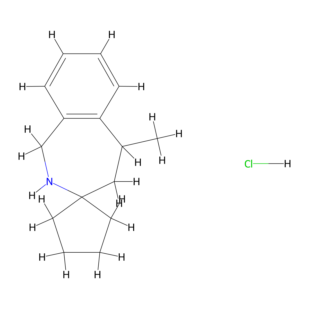 5-Methyl-1,2,4,5-tetrahydrospiro[benzo[c]azepine-3,1'-cyclopentane] hydrochloride molecular structure, CAS 298703-26-1