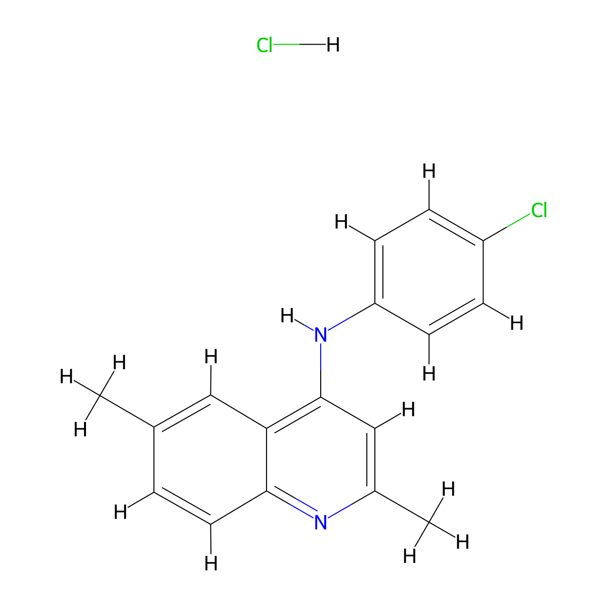 N-(4-chlorophenyl)-2,6-dimethylquinolin-4-amine hydrochloride molecular structure, CAS 298705-31-4