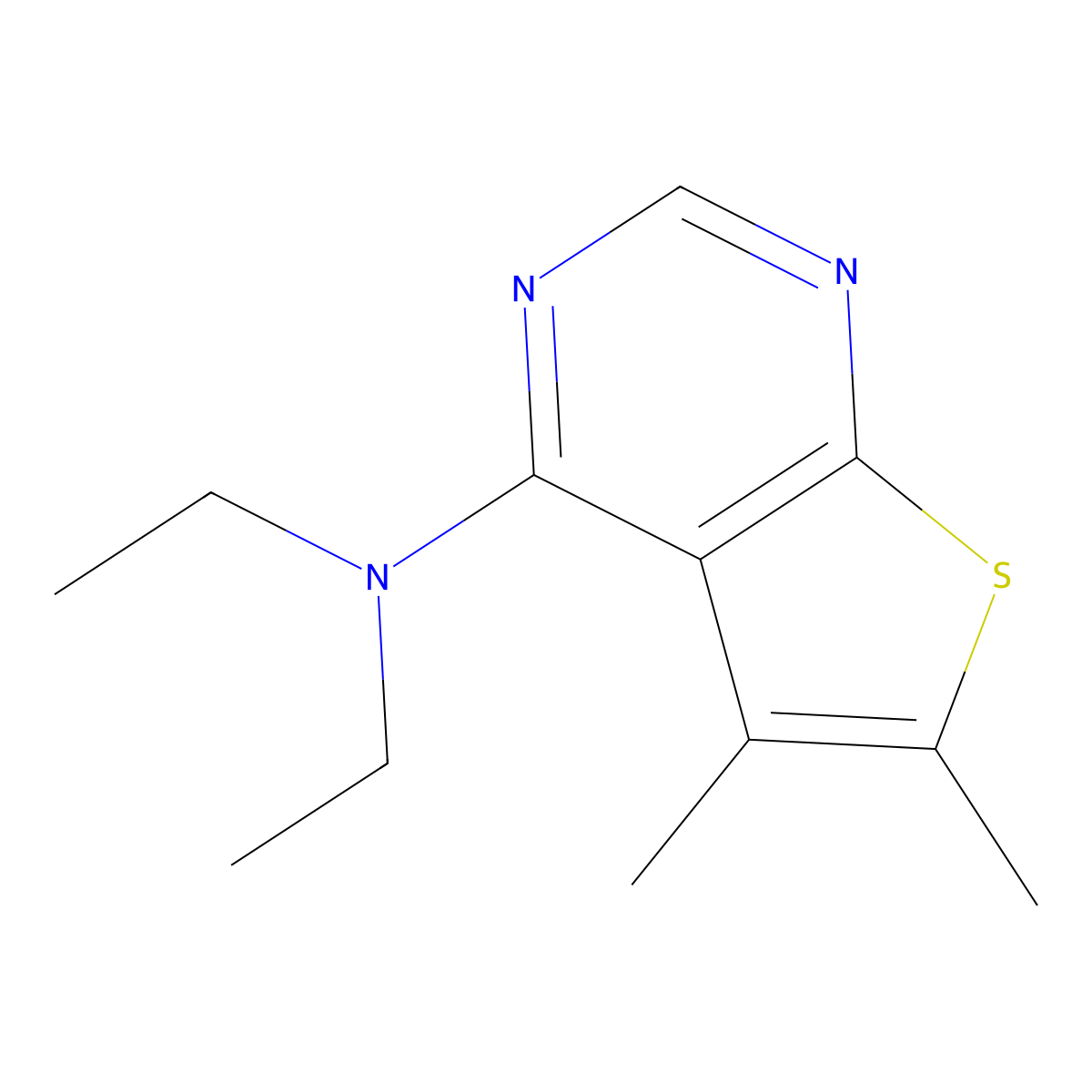 N,N-diethyl-5,6-dimethylthieno[2,3-d]pyrimidin-4-amine molecular structure, CAS 298705-41-6