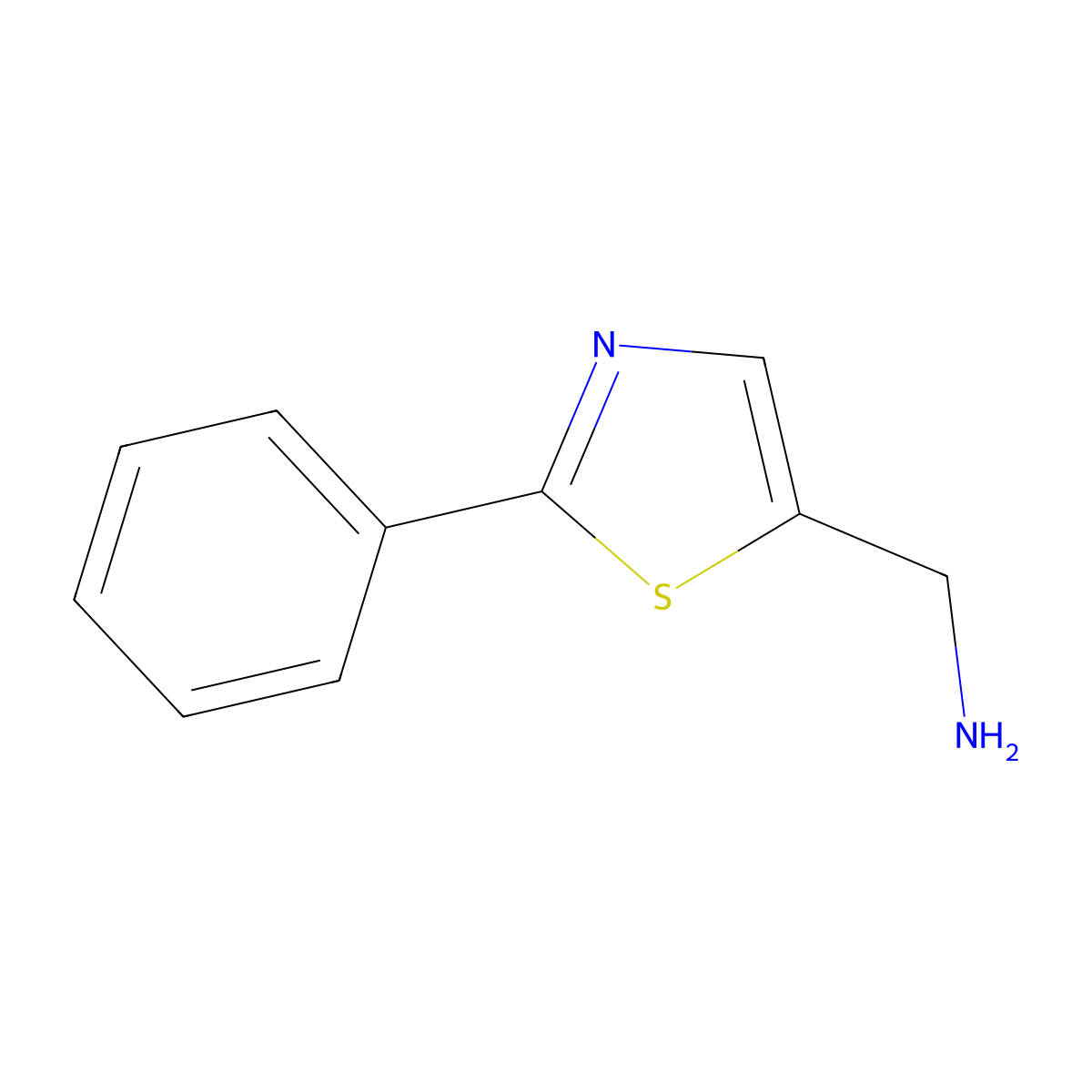 (2-Phenyl-1,3-thiazol-5-yl)methanamine molecular structure, CAS 298705-56-3