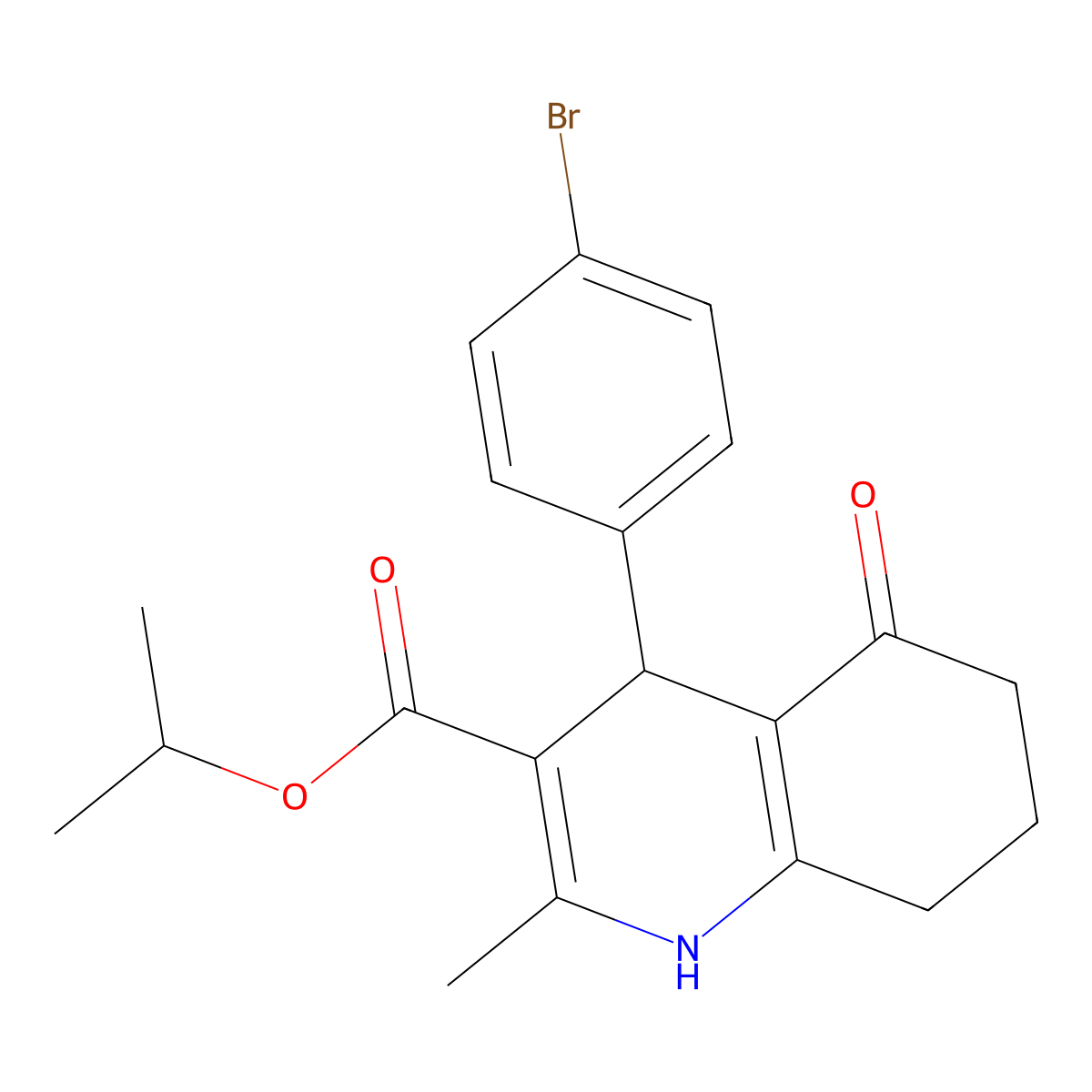 Isopropyl 4-(4-bromophenyl)-2-methyl-5-oxo-1,4,5,6,7,8-hexahydroquinoline-3-carboxylate molecular structure, CAS 298706-66-8