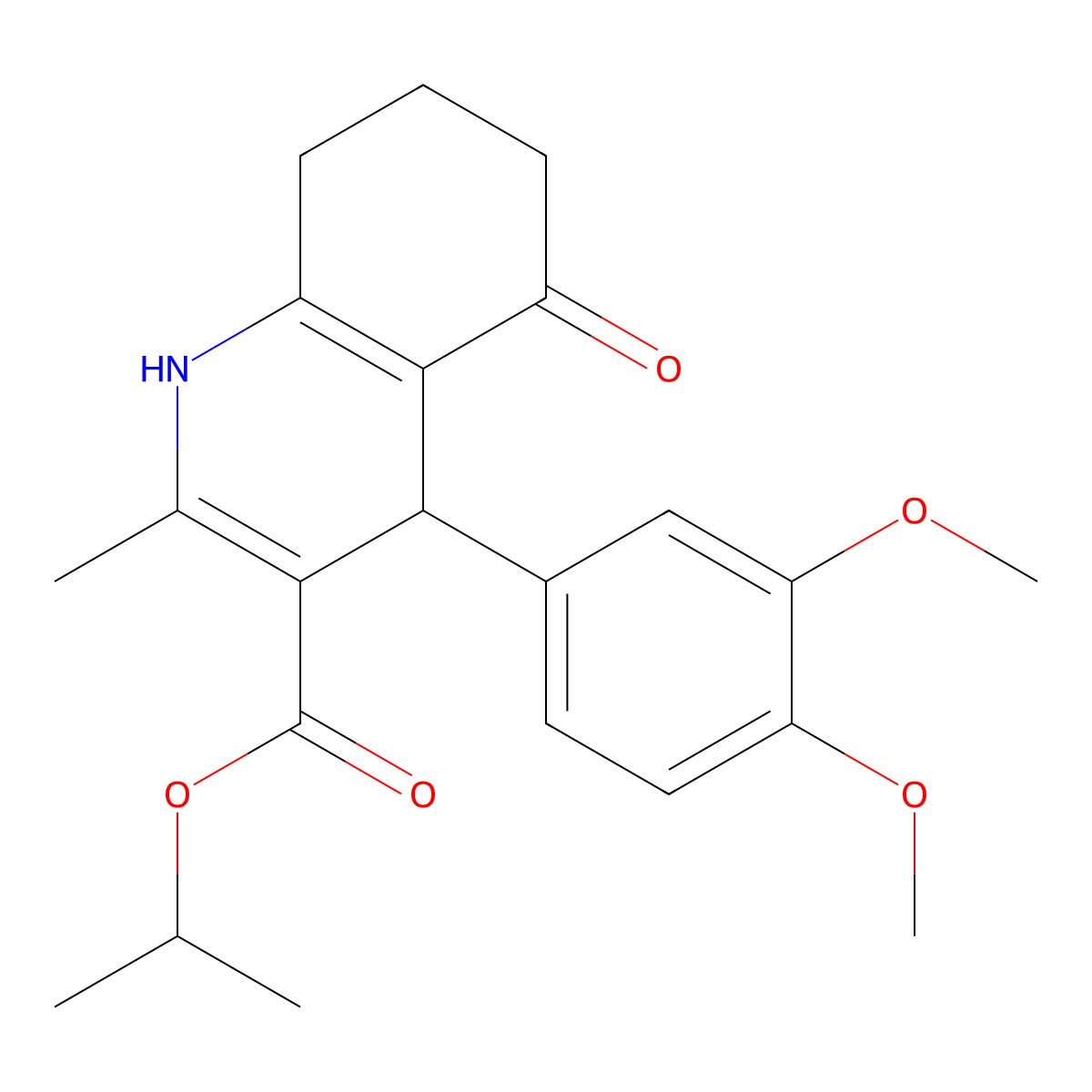 Propan-2-yl 4-(3,4-dimethoxyphenyl)-2-methyl-5-oxo-1,4,5,6,7,8-hexahydroquinoline-3-carboxylate molecular structure, CAS 298706-71-5