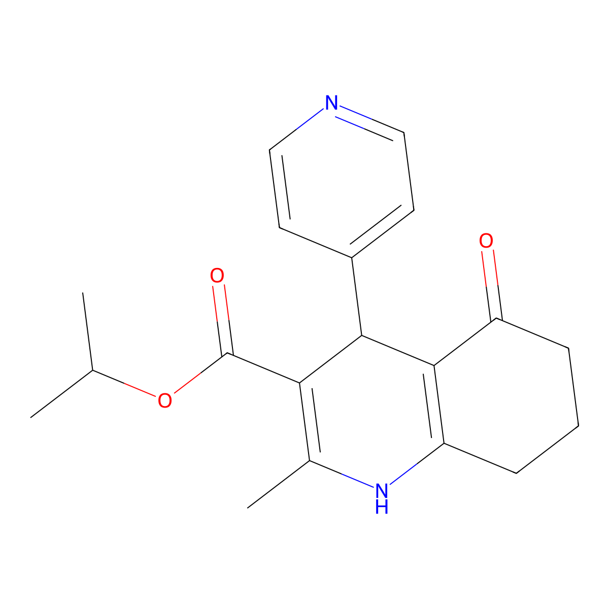 Propan-2-yl 2-methyl-5-oxo-4-(pyridin-4-yl)-1,4,5,6,7,8-hexahydroquinoline-3-carboxylate molecular structure, CAS 298706-72-6