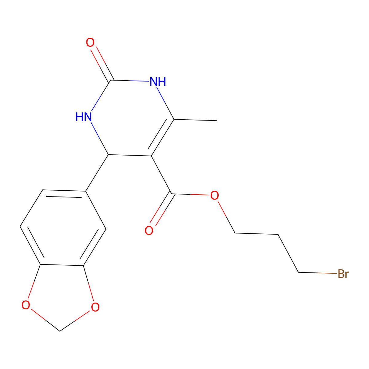 3-Bromopropyl 4-(1,3-benzodioxol-5-yl)-6-methyl-2-oxo-1,2,3,4-tetrahydropyrimidine-5-carboxylate molecular structure, CAS 298706-79-3