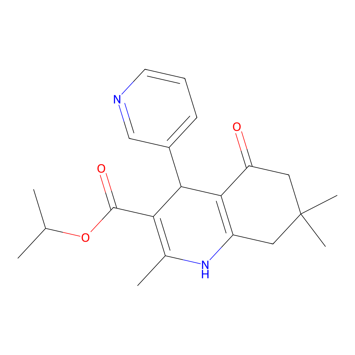 Isopropyl 2,7,7-trimethyl-5-oxo-4-(pyridin-3-yl)-1,4,5,6,7,8-hexahydroquinoline-3-carboxylate molecular structure, CAS 298706-80-6