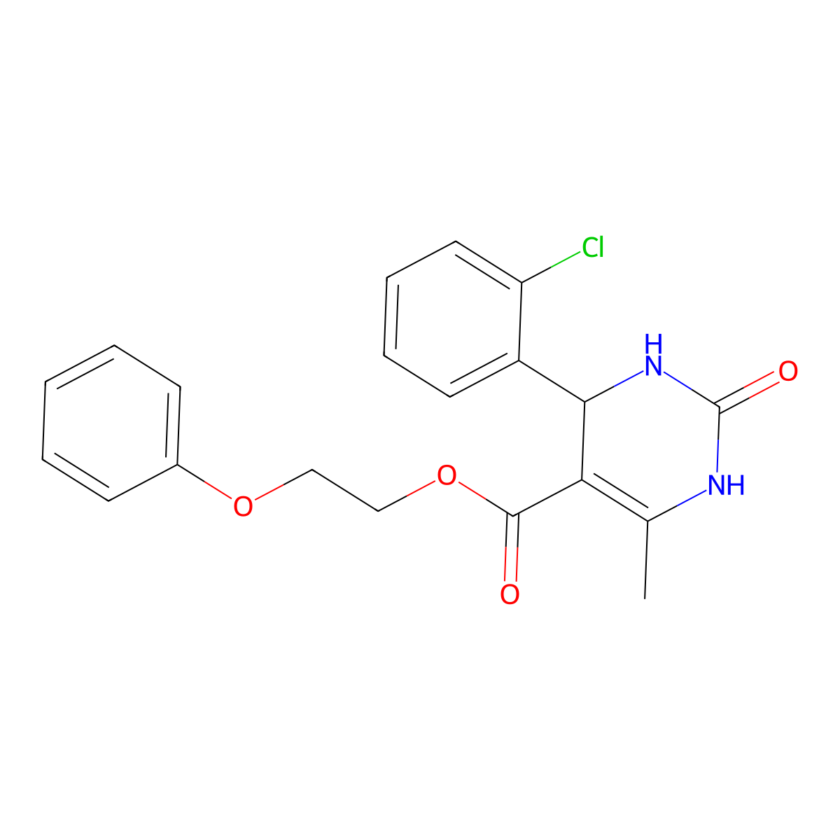 2-Phenoxyethyl 4-(2-chlorophenyl)-6-methyl-2-oxo-1,2,3,4-tetrahydropyrimidine-5-carboxylate molecular structure, CAS 298706-83-9