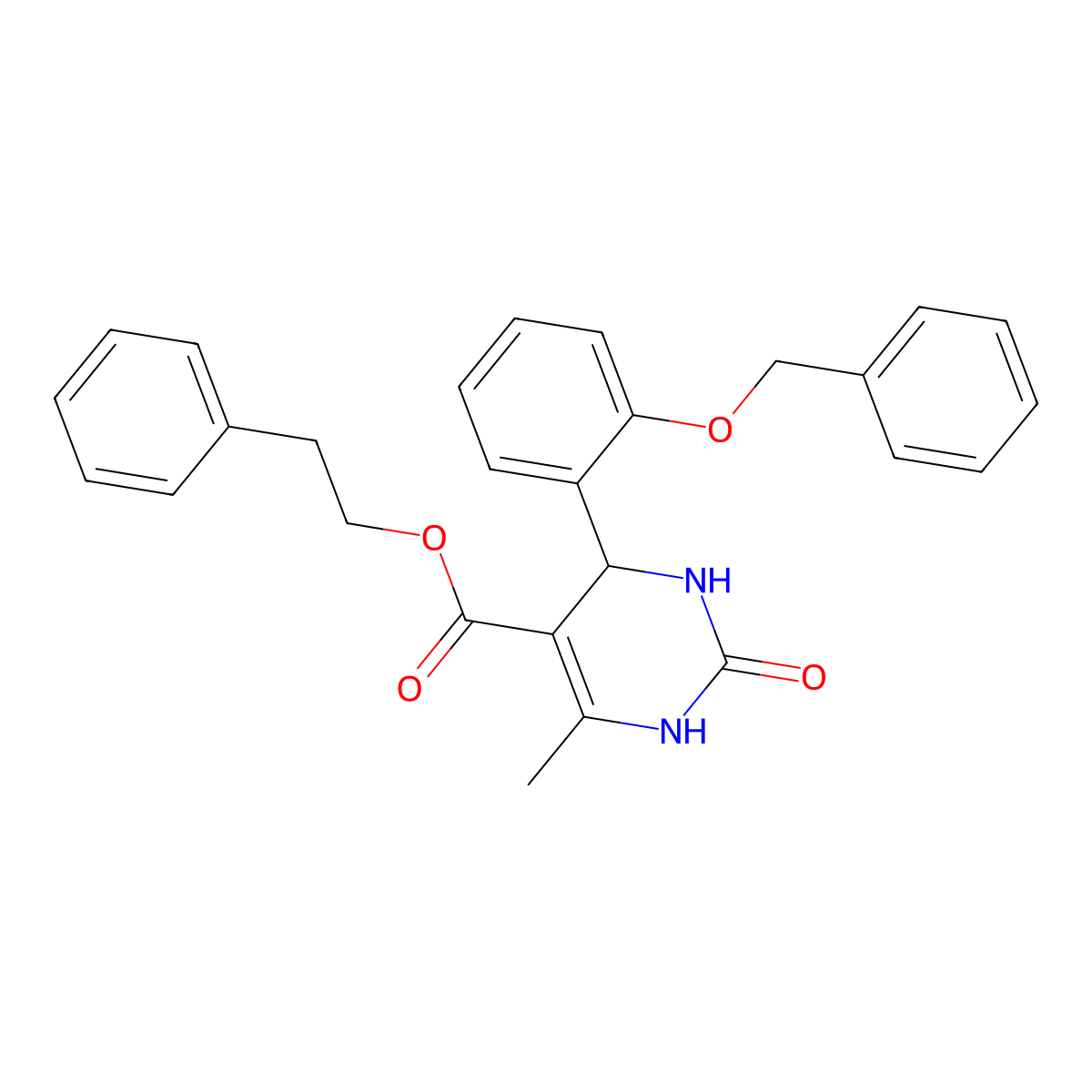 2-Phenylethyl 4-[2-(benzyloxy)phenyl]-6-methyl-2-oxo-1,2,3,4-tetrahydropyrimidine-5-carboxylate molecular structure, CAS 298706-86-2
