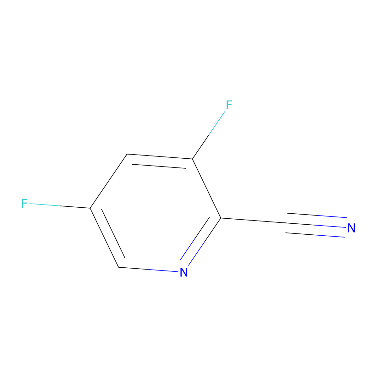 2-Cyano-3,5-difluoropyridine molecular structure, CAS 298709-29-2