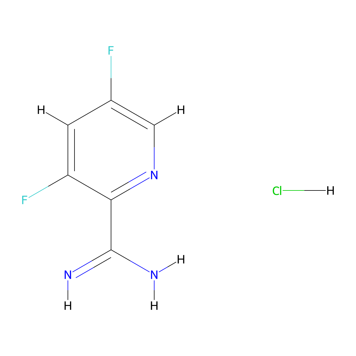 3,5-Difluoropicolinimidamide hydrochloride molecular structure, CAS 298709-32-7