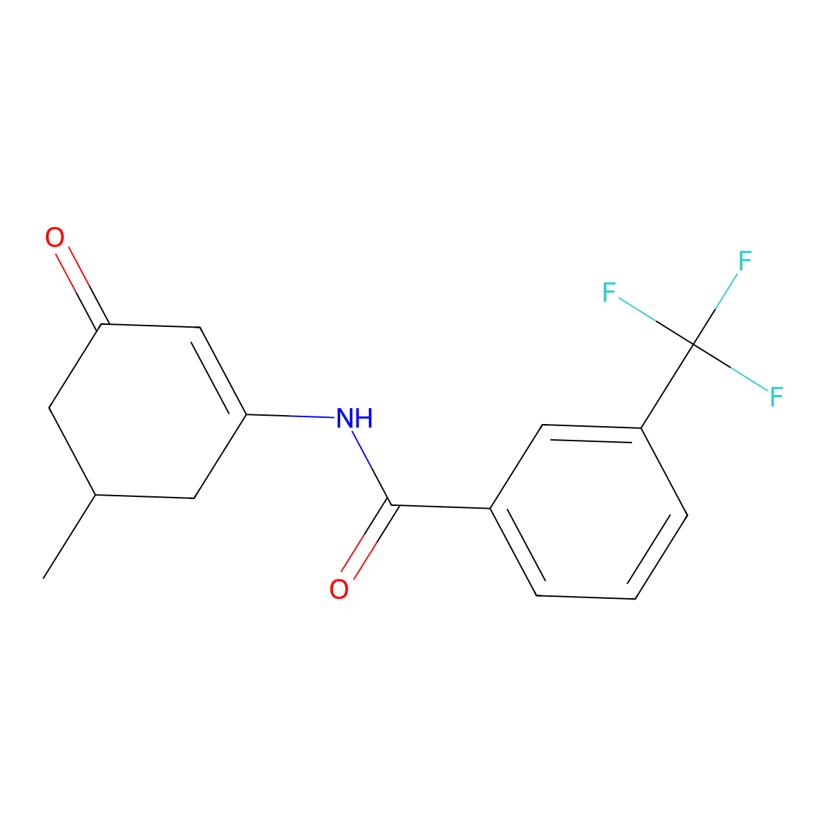 N-(5-Methyl-3-oxo-1-cyclohexen-1-yl)-3-(trifluoromethyl)-benzamide molecular structure, CAS 2987139-91-1