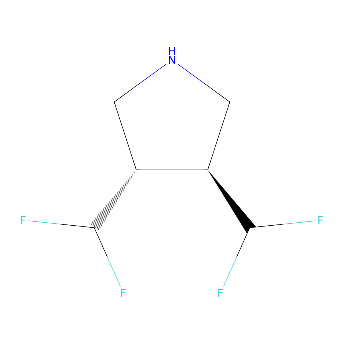 rel-(3S,4S)-3,4-bis(difluoromethyl)pyrrolidine molecular structure, CAS 2987160-60-9