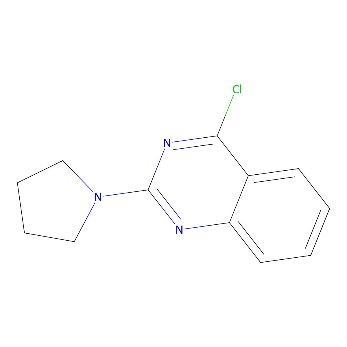 4-Chloro-2-(pyrrolidin-1-yl)quinazoline molecular structure, CAS 29874-84-8