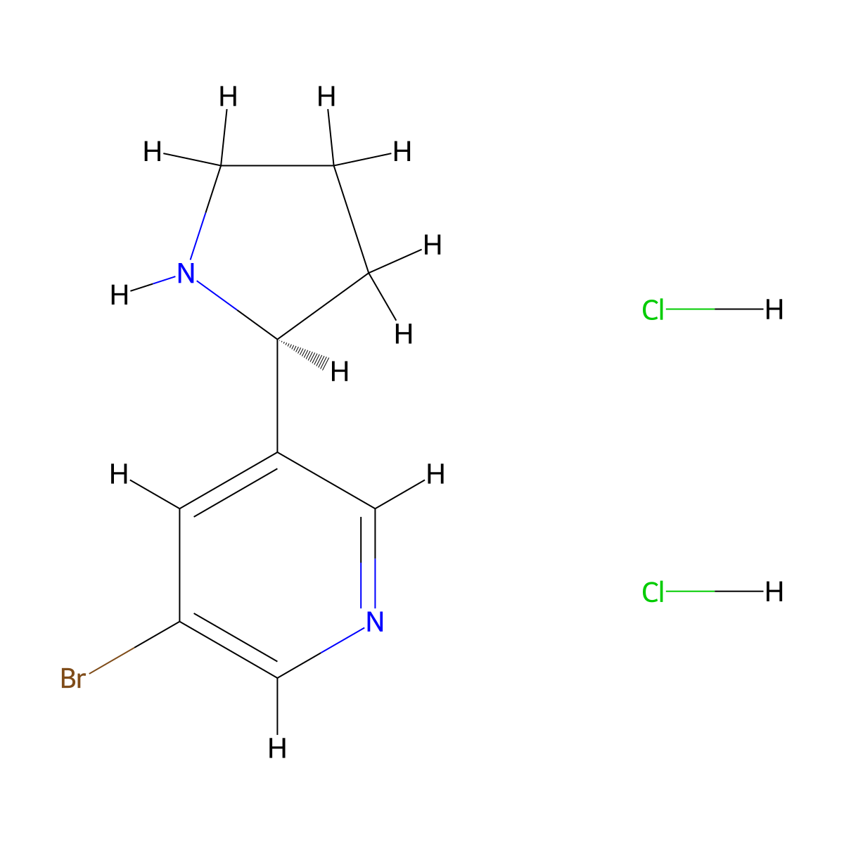 (S)-3-bromo-5-(pyrrolidin-2-yl)pyridine dihydrochloride molecular structure, CAS 2987770-42-1