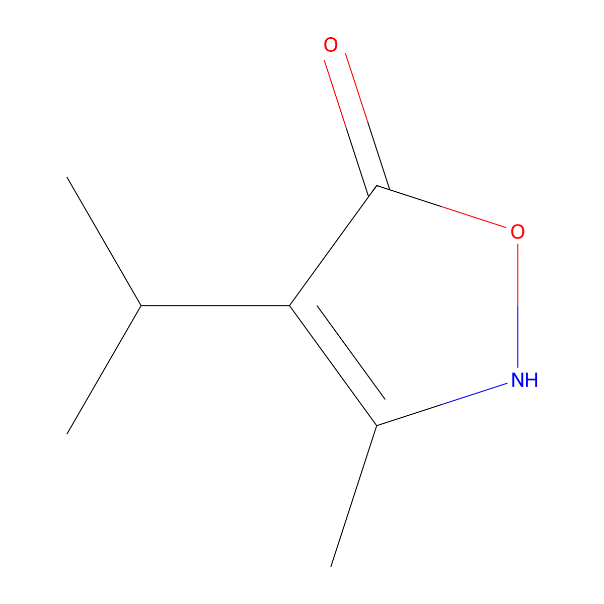 3-Methyl-4-(propan-2-yl)-2,5-dihydro-1,2-oxazol-5-one molecular structure, CAS 29879-46-7