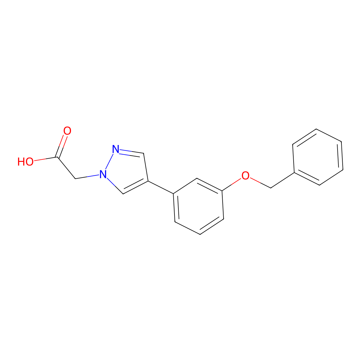 2-(4-(3-(Benzyloxy)phenyl)-1H-pyrazol-1-yl)acetic acid molecular structure, CAS 2988134-89-8
