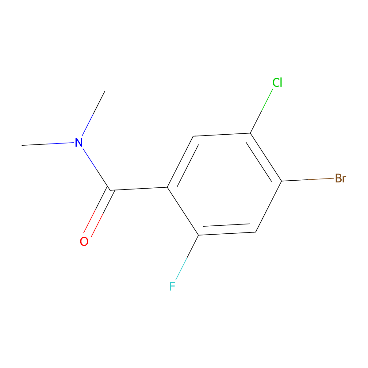 4-Bromo-5-chloro-2-fluoro-N,N-dimethylbenzamide molecular structure, CAS 2988176-95-8