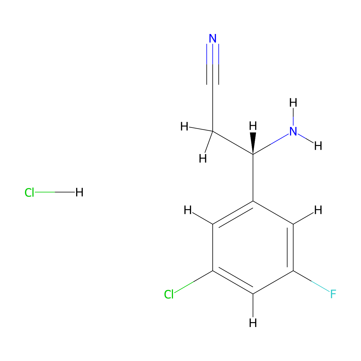 (3S)-3-Amino-3-(3-chloro-5-fluorophenyl)propanenitrile HCl molecular structure, CAS 2988255-41-8