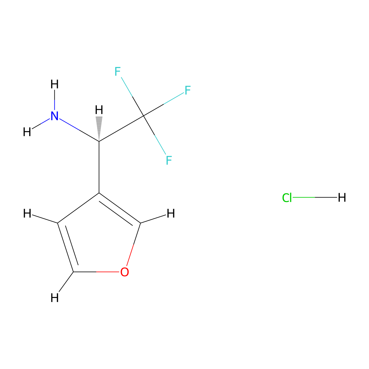 (R)-2,2,2-trifluoro-1-(furan-3-yl)ethan-1-amine hydrochloride molecular structure, CAS 2988280-14-2