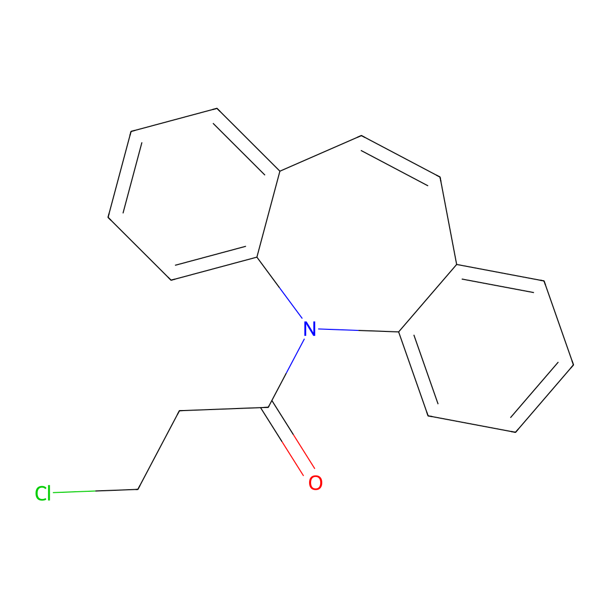 3-Chloro-1-dibenzo[b,f]azepin-5-yl-propan-1-one molecular structure, CAS 29883-11-2