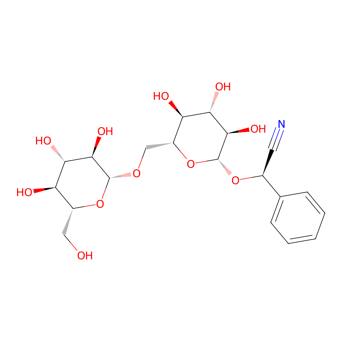 Amygdalin molecular structure, CAS 29883-15-6
