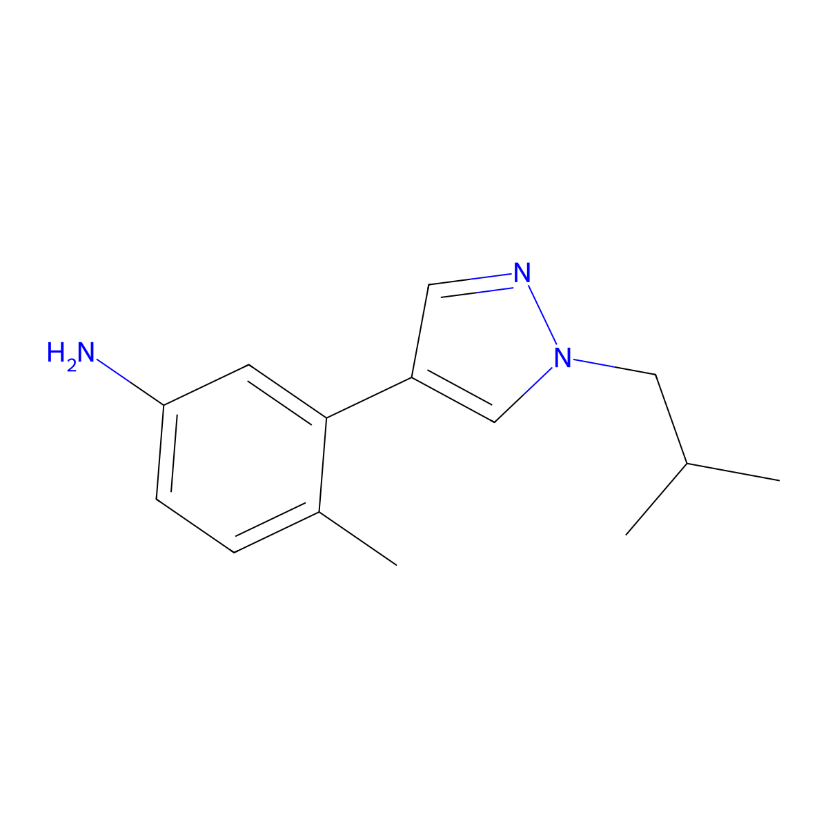 3-(1-Isobutyl-1H-pyrazol-4-yl)-4-methylaniline molecular structure, CAS 2988308-84-3