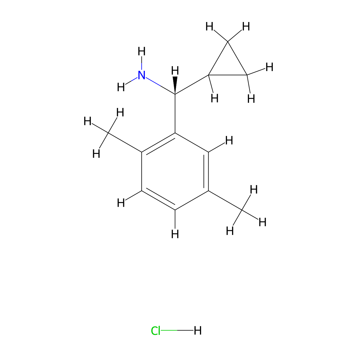 (R)-Cyclopropyl(2,5-dimethylphenyl)methanamine hydrochloride molecular structure, CAS 2988380-81-8