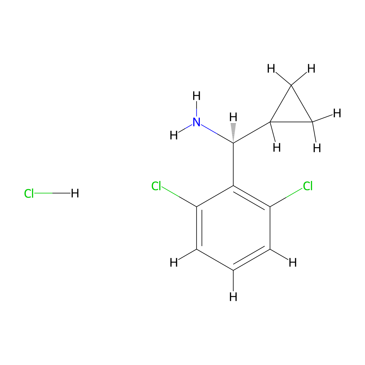 (S)-Cyclopropyl(2,6-dichlorophenyl)methanamine hydrochloride molecular structure, CAS 2988382-61-0