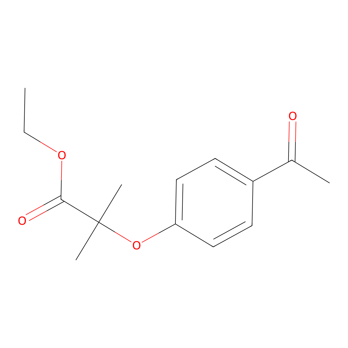 Ethyl 2-(4-acetylphenoxy)-2-methylpropionate molecular structure, CAS 29884-24-0