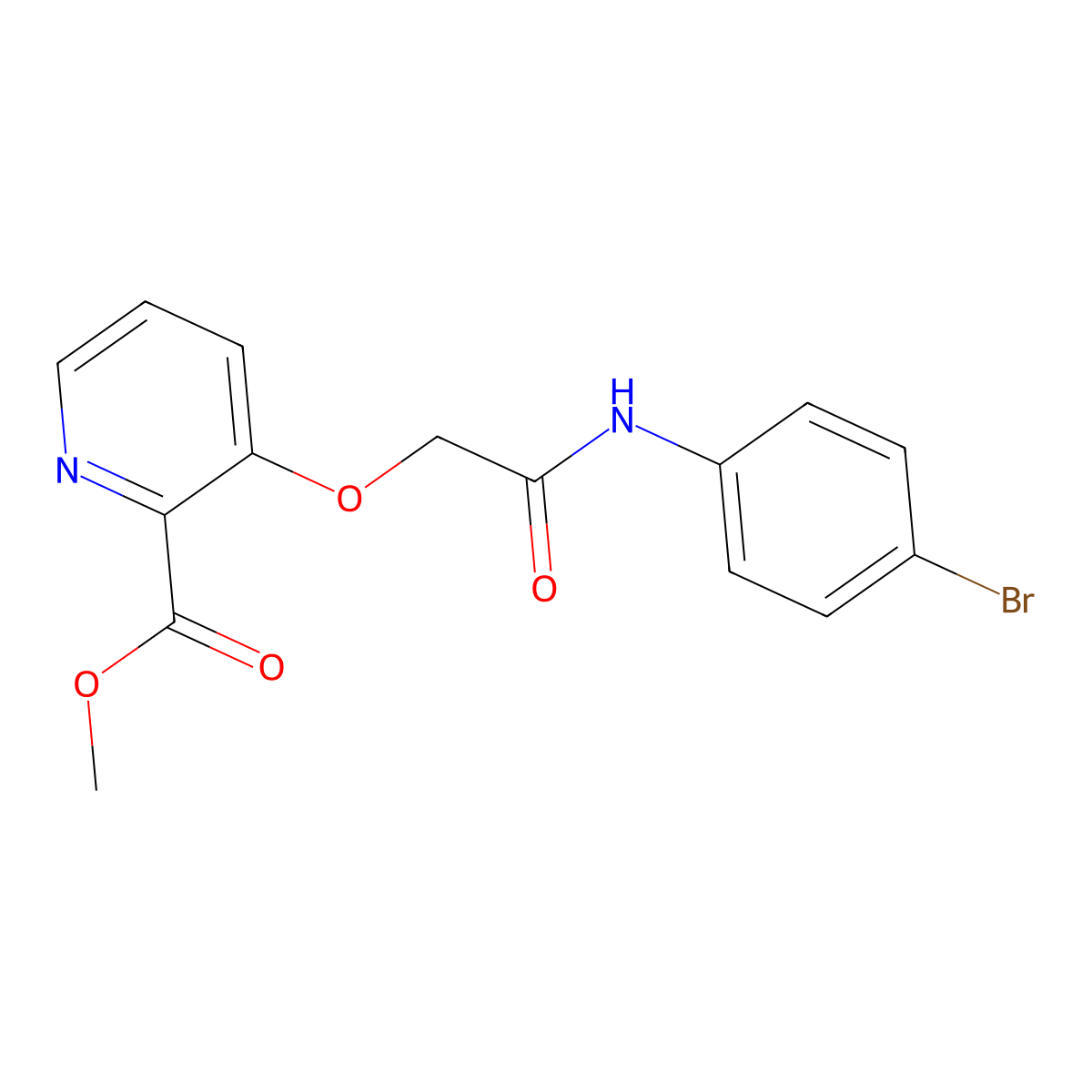 Methyl 3-(2-((4-bromophenyl)amino)-2-oxoethoxy)picolinate molecular structure, CAS 2988443-90-7