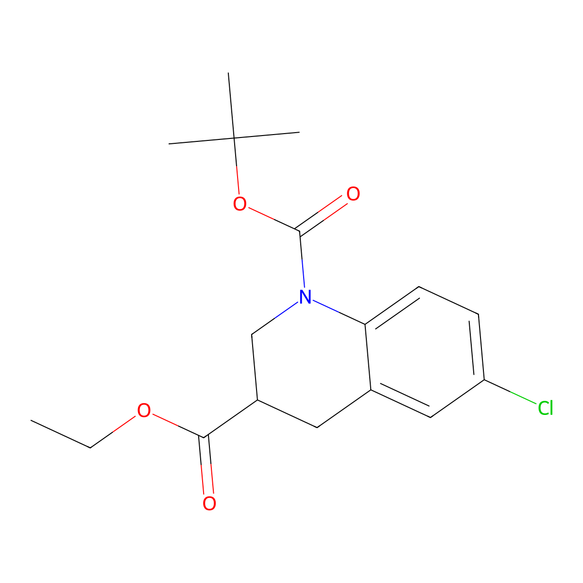 1-(tert-butyl) 3-ethyl 6-chloro-3,4-dihydroquinoline-1,3(2H)-dicarboxylate molecular structure, CAS 2988554-45-4