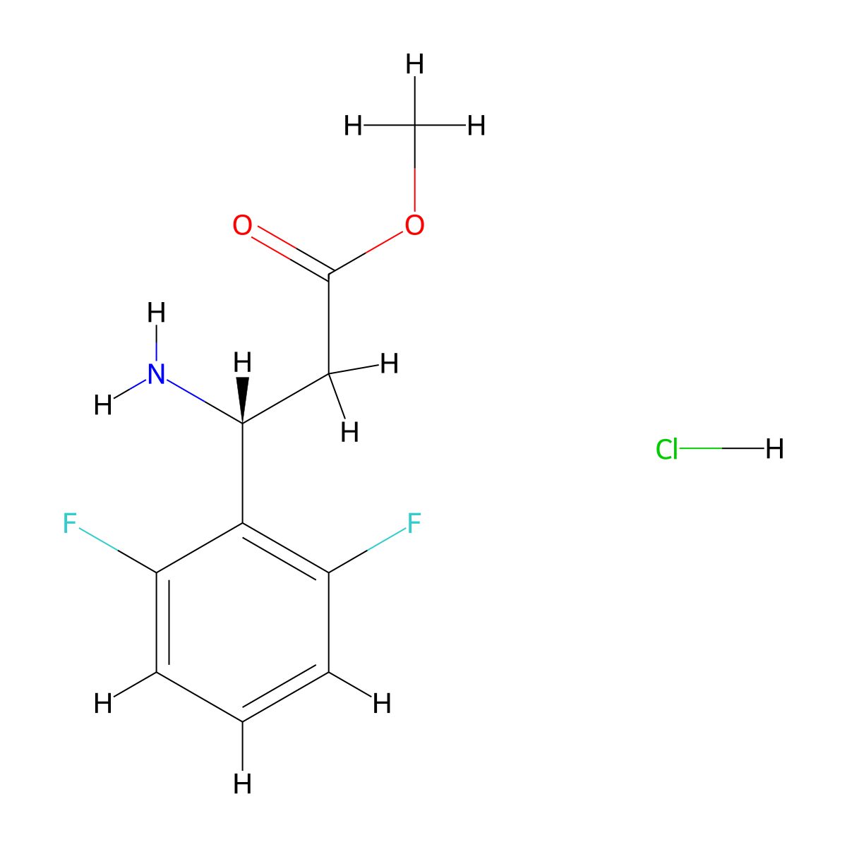 Methyl (R)-3-amino-3-(2,6-difluorophenyl)propanoate hydrochloride molecular structure, CAS 2988619-90-3