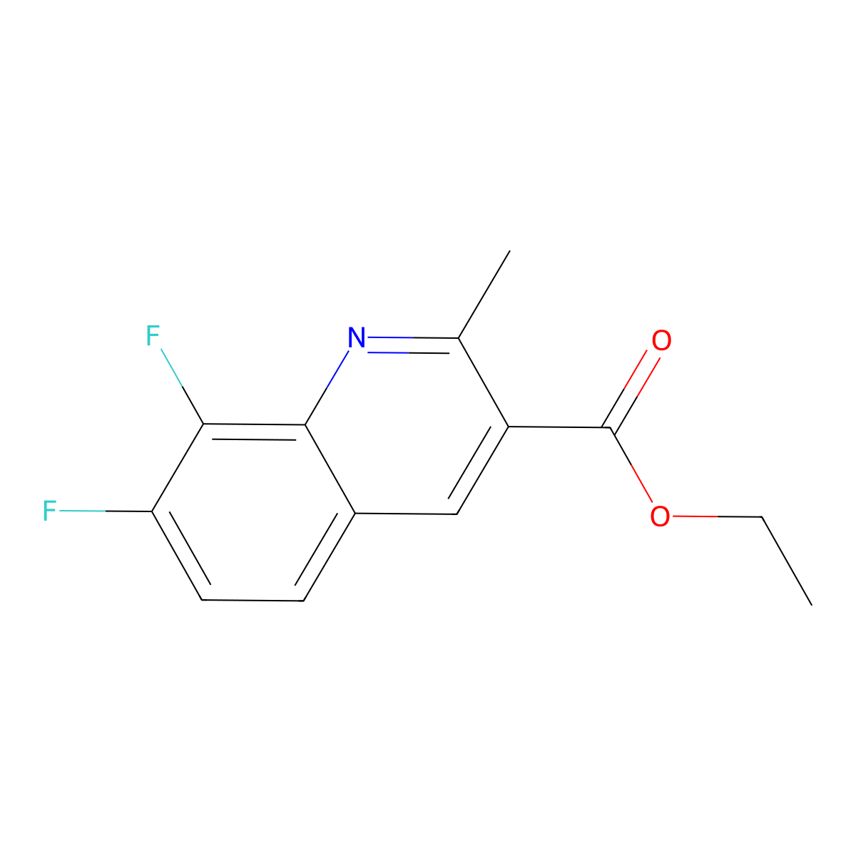 Ethyl 7,8-difluoro-2-methylquinoline-3-carboxylate molecular structure, CAS 2988643-15-6