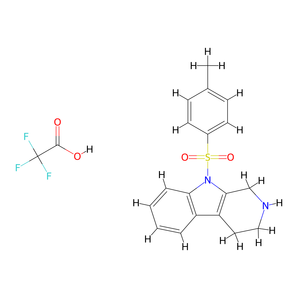 9-tosyl-2,3,4,9-tetrahydro-1H-pyrido[3,4-b]indole 2,2,2-trifluoroacetic acid molecular structure, CAS 2988668-24-0