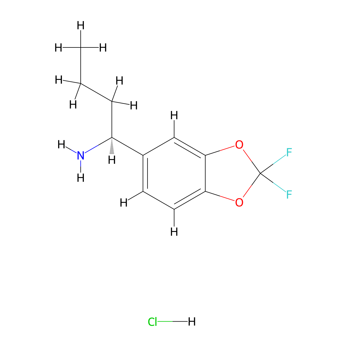 (S)-1-(2,2-Difluorobenzo[D][1,3]dioxol-5-YL)butan-1-amine hydrochloride molecular structure, CAS 2988680-65-3