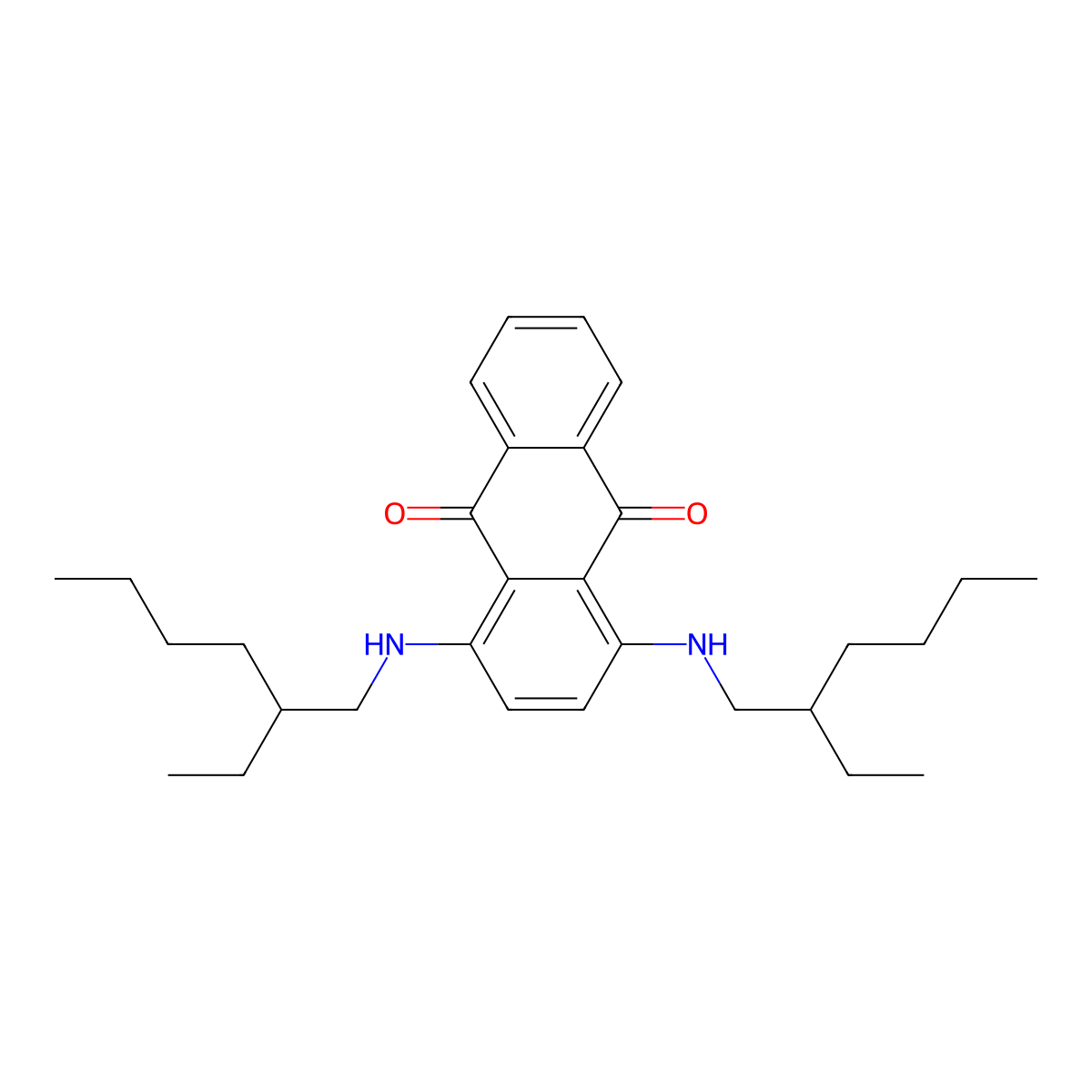 9,10-Anthracenedione, 1,4-bis((2-ethylhexyl)amino)- molecular structure, CAS 29887-08-9