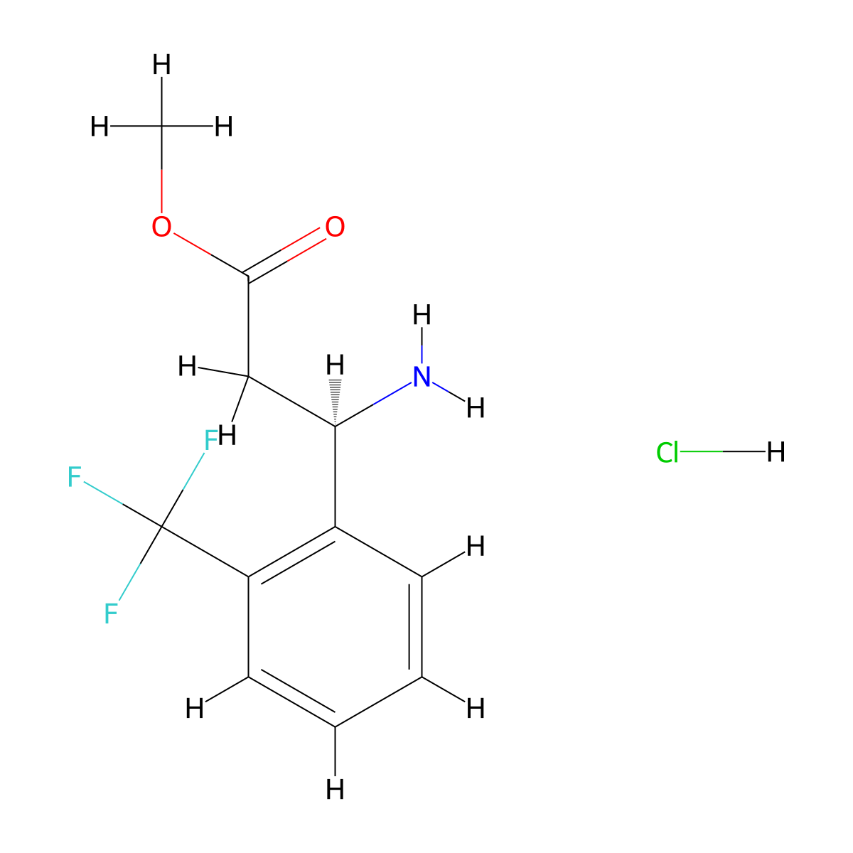 Methyl (3R)-3-Amino-3-[2-(trifluoromethyl)phenyl]propanoate HCl molecular structure, CAS 2988842-94-8